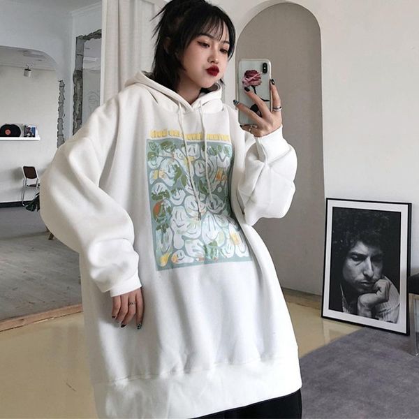 

women's hoodies & sweatshirts print streetwear women long sleeve harajuku casual loose pullover all-match female, Black
