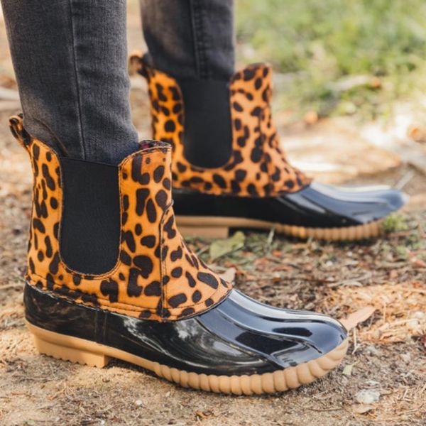 

boots 2021 vintage style women flat booties soft women's shoes leopard slip-on ankle zapatos mujer, Black