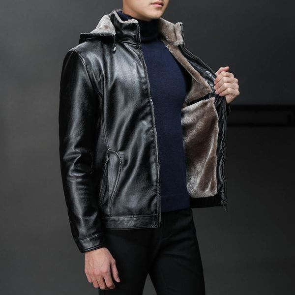 

men's fur & faux lambskin coat for autumn and winter, Black