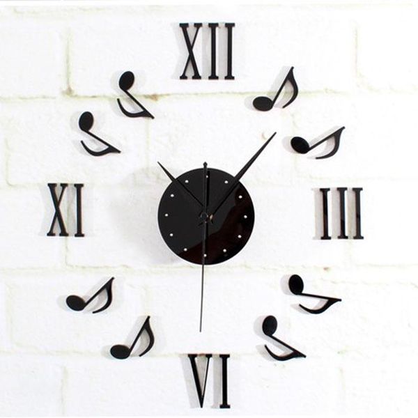 

wall clocks music notation combination acrylic mirror clock diy quartz stickers 3d d728