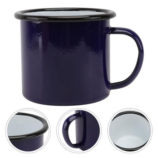 

mugs 1pc heat-resistant water mug enamel drinking cup durable beverage blue
