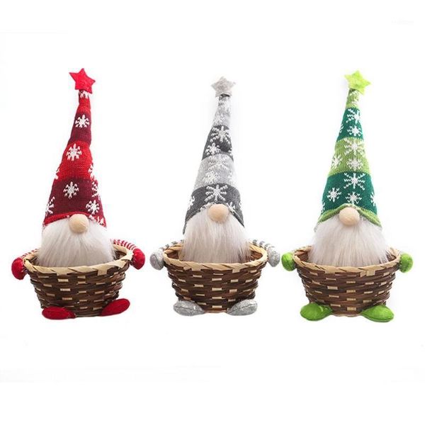 

christmas decorations cute faceless old man candy basket santa gift holding year party ornament kids