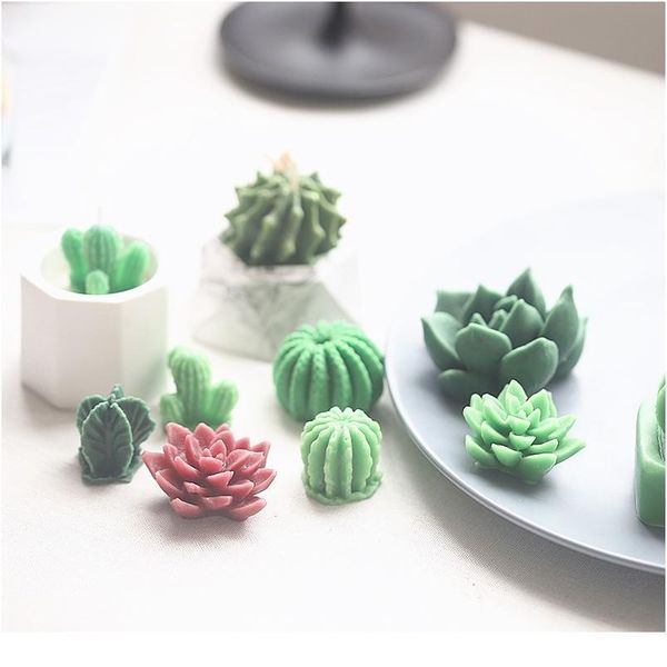 

succulent plant sile wax candle mold flower cactus candle mould diy handmade aroma gypsum plaster molds making can qylnln