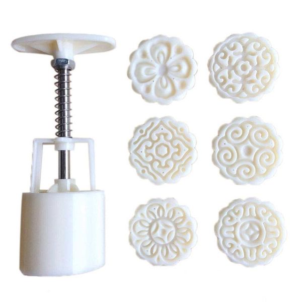 

baking moulds 6 pcs round shape hand-pressed quantitatively adjustable food pastry moon cake mold diy tools