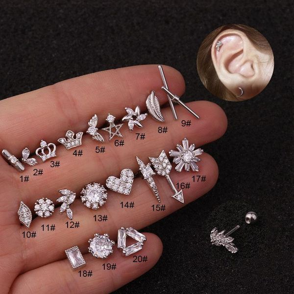 Stud 1 PCS Mix Kinds Cute Little CZ Star Heart Ear Cuff Orecchino Color oro Zircone Arrow Geometric Ball Jewelry