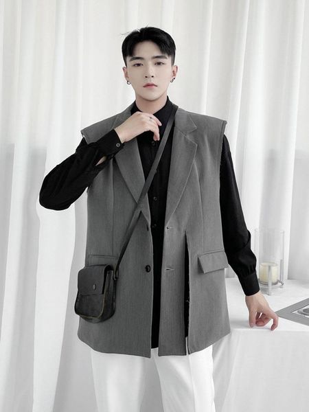 

men's vests suit waistcoat spring and autumn classic simple fashion trend gentleman leisure loose large size sleeveless, Black;white