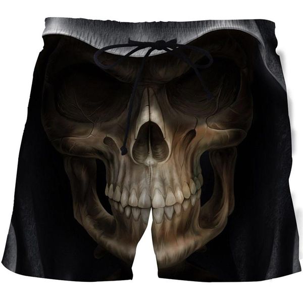 

men's shorts skull series fashion beach swimming 3d printing casual hip hop pants summer quick-drying sports, White;black