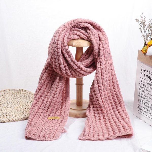 

winter solid knitted scarf fashion women long scarves female vintage big scarf soft warm outdoor thickened wool, Blue;gray