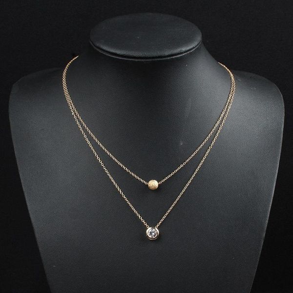

chains rhinestone necklace women round beads necklaces woman layered jewelry chain gold color european alloy oorbellen, Silver