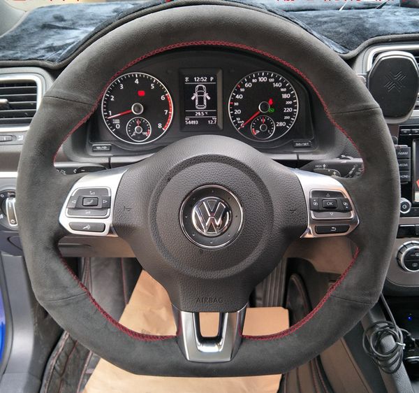 

for volkswagen golf 6 7/gti lamando polo scirocco tayron diy custom suede steering wheel cover car wheel cover accessories