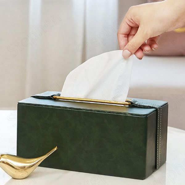 

tissue boxes & napkins golden bird leather american simplicity dark green cortex paper towel storage box living room desknapkin holder