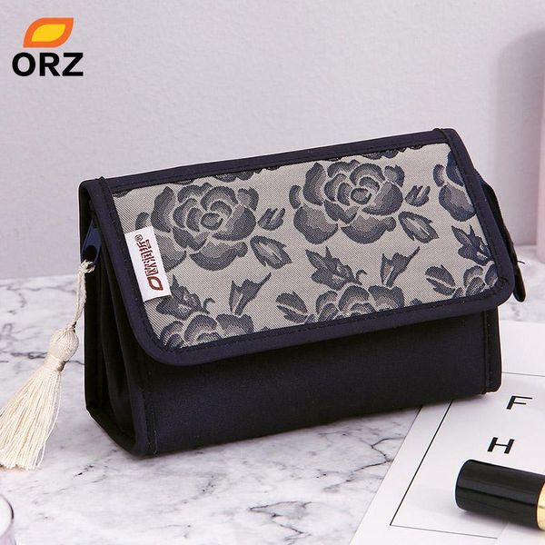 

storage boxes & bins orz pretty rose pattern cosmetic organizer makeup bag with mirror travel toiletry pouch portable box