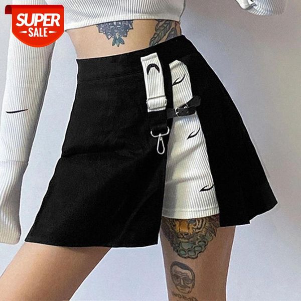 

artsu fashion patchwork a-line mini skirts e-girl outfit printing slit high waist black skorts punk style bottoms autumn sk52032 #me27