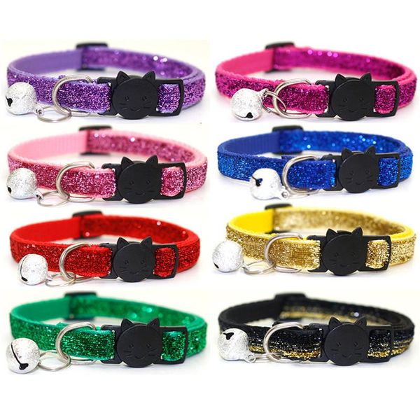 

cat collars & leads 2021 fashion pet collar bell breakaway adjustable kitten sequin neck strap dog accessories supplies sale