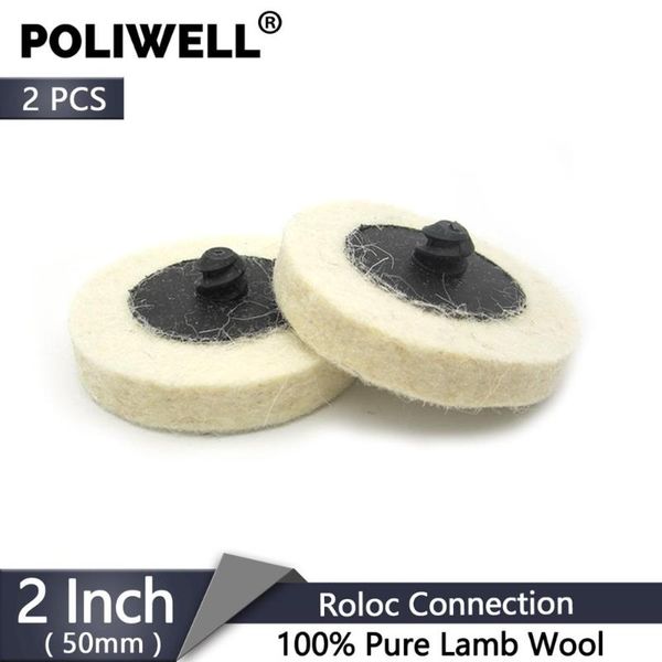 

sanders poliwell 2pcs 2 inch 50mm wool polishing pad buffering pads & quick change roloc abrasive disc easy strip for glass car polisher
