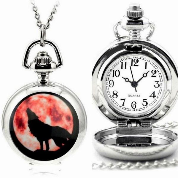 

pocket watches small silver quartz watch chain necklace vintage pendant clock gift fob jewelry accessories, Slivery;golden