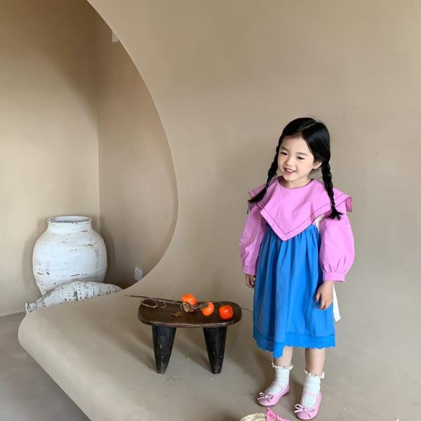 

clothing sets 2021 autumn baby girls lapel shirt and lace overskirt, White