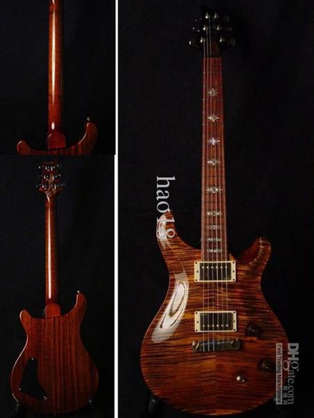 Promoção! Paul Smith DGT Dave Grissom Signature Flame Maple Top Vinho Marrom Guitarra elétrica Envoltório ao redor Tailpiece, nó de lótus incrustado