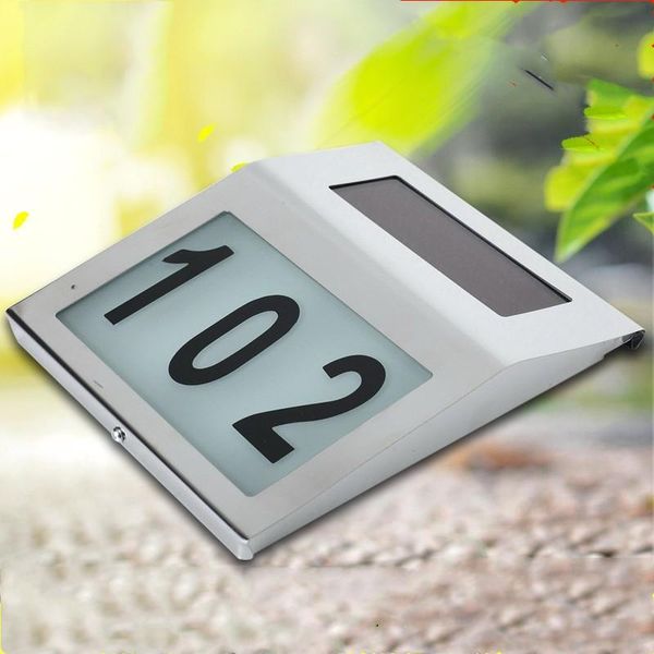 

outdoor wall lamps waterproof solar lamp outside stainless steel doorplate 2 led mounted number indicator garden facade lights powered