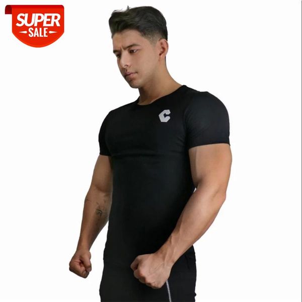 

new mens short sleeve cotton t shirt summer casual fashion gyms fitness bodybuilding workout male slim white tees clothing #yh7b, White;black