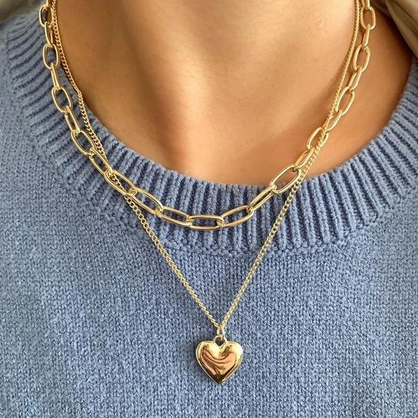 

pendant necklaces 2021 fashion asymmetric lock necklace for women twist gold silver color chunky thick choker chain party jewelry