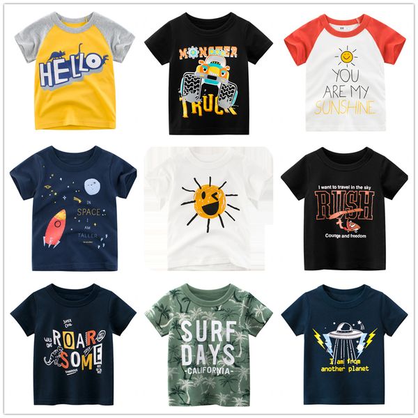 2-9 anni bambini ragazzi 100% cotone manica corta spazio cartone animato t-shirt vestiti bambini bambini estate top abbigliamento