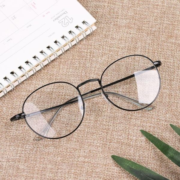 

fashion sunglasses frames women men metal oversized portable round glasses eyeglasses frame optical spectacles, Black