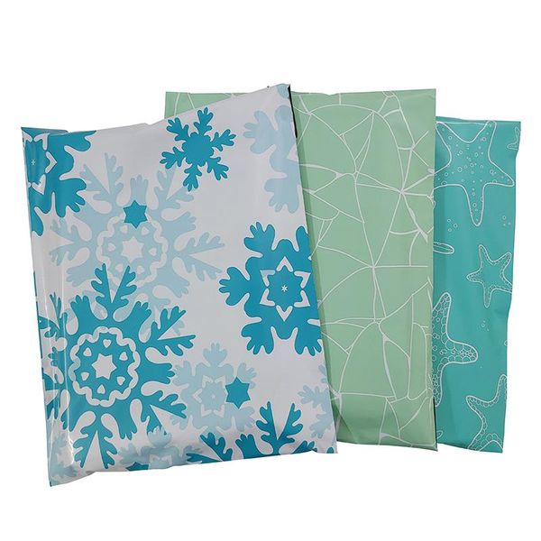 

10pcs poly mailer 9.8x11.6inch/25x29.5cm colorfull printed gift bags holiday shipping bags self seal postal mailing envelopes