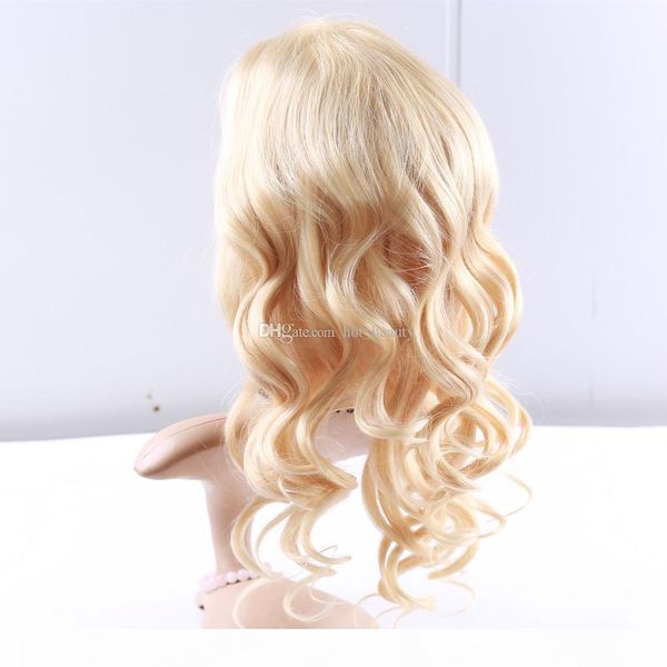 

blonde body wave front lace wigs #613 blonde brazilian virgin hair body wave full lace human hair glueless blonde wigs, Black;brown