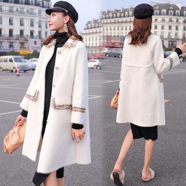 

women's wool & blends 2021 spring autumn coat fashion long woolen slim type female winter jackets outw, Black
