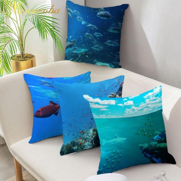 

cushion/decorative pillow nanacoba case home decoration blue ocean fish coral printed throw pillows cover living room decorative cushion