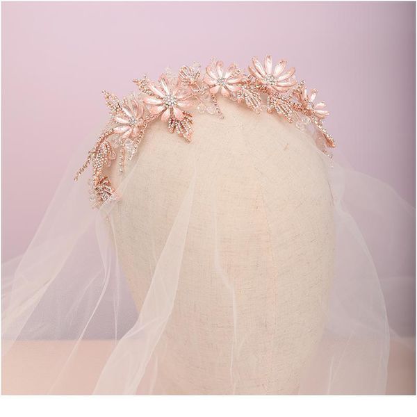 

trendy wedding hair accessories rose gold headdress rhinestones hair band bride flower tiara handmade ms wedding hair qylpqo, Silver