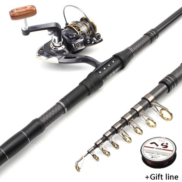 

multifunction 1.8m-3.0m fishing rod and fishing reel wheel set carbon carp spinning rod fast rocky pole travel