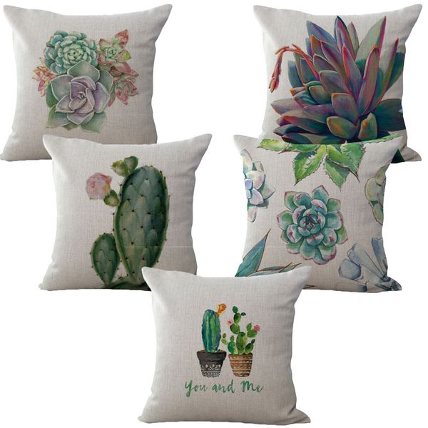 

cactus decorative pillows floral cotton linen 45*45 cushion cover for living room sofa decor pillow cover pillowcase 40581