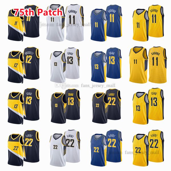 

printed 75th patch city basketball jerseys 11 domantas 22 caris sabonis levert 12 oshae 13 torrey brissett craig color white orange blue bla, Black;red