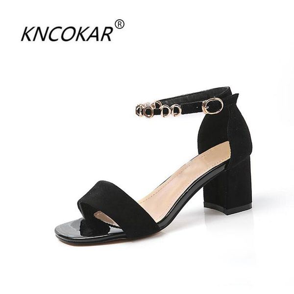 

dress shoes kncokar 2021 summer style thick - heeled fish mouth with fashionable leather ladies high heels diamond sandals, Black