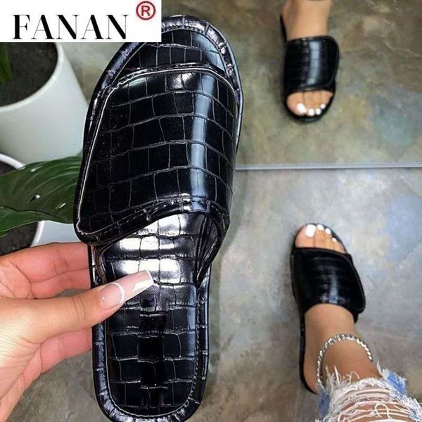 

sandals woman shoes solid color women slippers summer soft pu slip on designer for flip flop plus size, Black