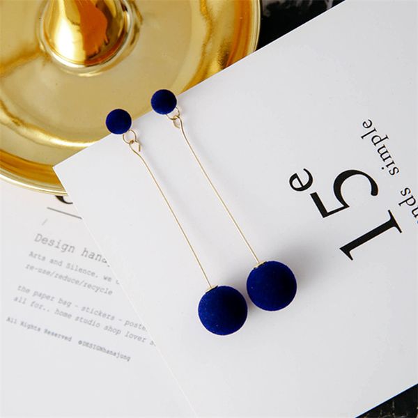 

studs earrings korean sweet simple size plush ball long temperament, Golden;silver