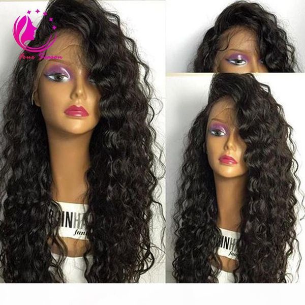 

brazilian full lace human hair wigs kinky curly full lace wig glueless curly lace front wig bleached knots for black women, Black;brown