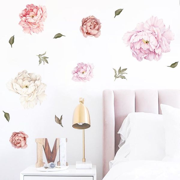 

wall stickers powder-colored peony flower decal independent branch