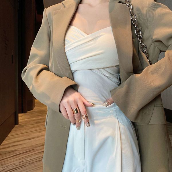 

viptitanium steel three piece set female minority dign index finger light luxury fashion personality temperament net red plain ring, Silver