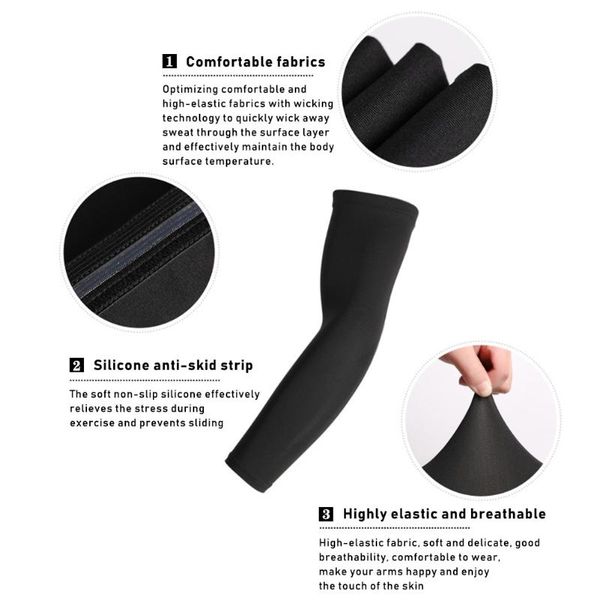 

elbow & knee pads 1 pcs basketball armguard sports gear uv quick dry sunscreen arm sleeve protection running support pad, Black;gray