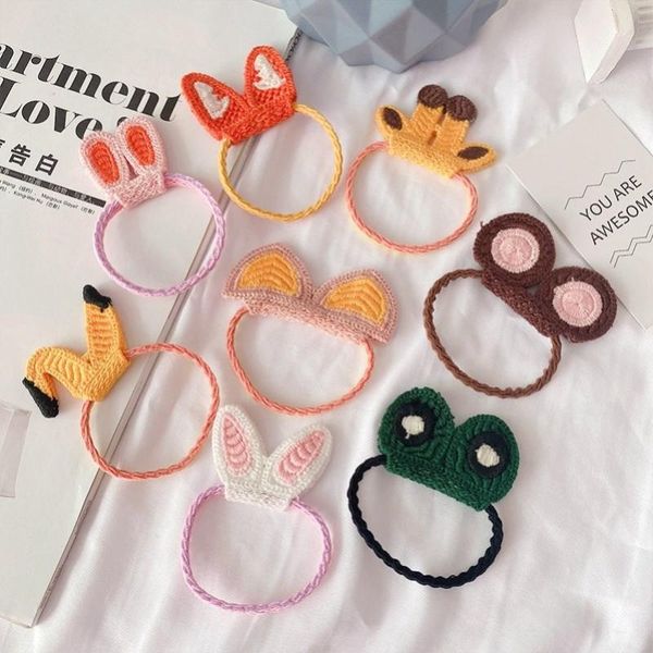 

hair accessories simple and cute headdress rope small animal ears elastic rubber band sweet girl heart, Slivery;white