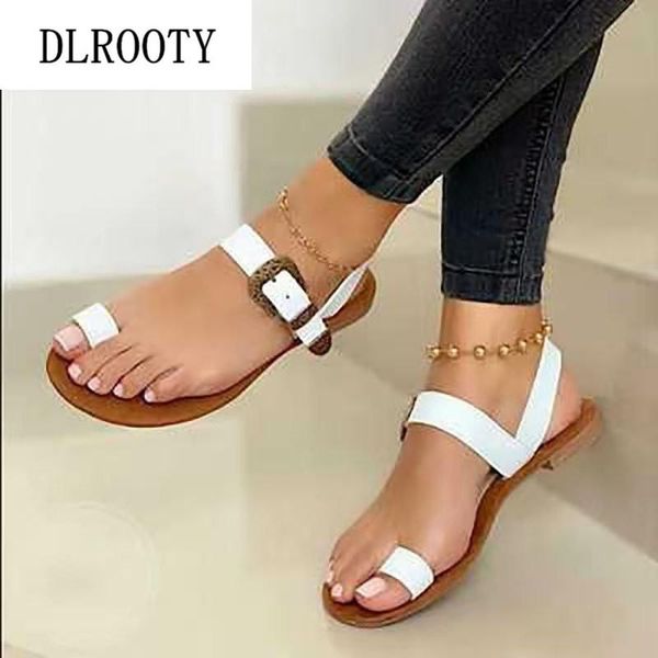 

sandals women flip flops summer fashion rome buckle strap breathable shoes slides solid casual female plus size 35-43, Black