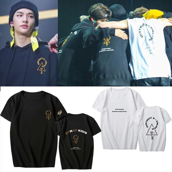 

kpop stray kids straykids concert men t shirt district 9 unlock short sleeve shirts for and women, White;black