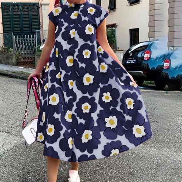 

summer elegant midi bohemian beach women dress robe vintage floral print vestido casual chic short sleeve dresses, Black;gray
