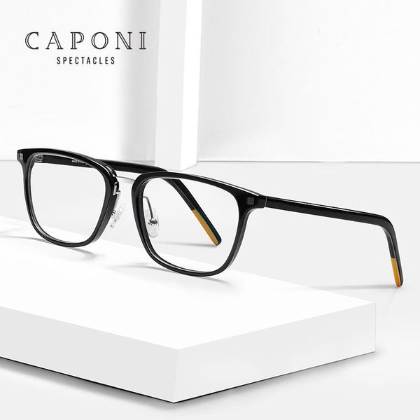 

fashion sunglasses frames caponi men glasses frame anti blue light computer using support prescription customized eyeglasses box packing jf5, Black