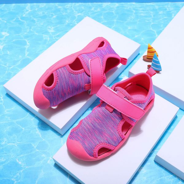 

Girls Sandals Boys Water Shoes Soft-soled Non-slip Summer Childrens Beach Shoes Baby Closed-toed Mesh Flat Sandals, Blue