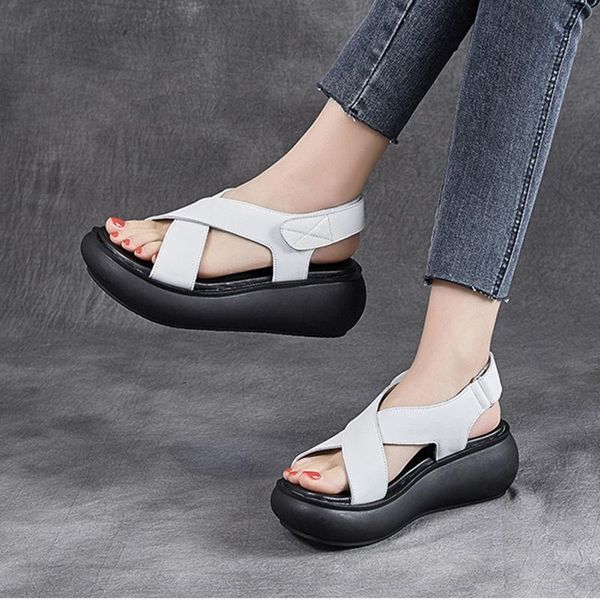 

sandals 2021 women summer bottom of the thick stylish wedge roman shoes, Black