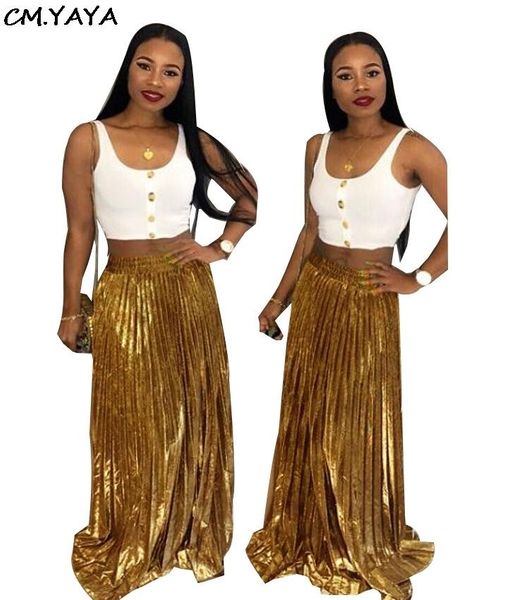 

skirts fashion women gold long maxi pleated ld666, Black